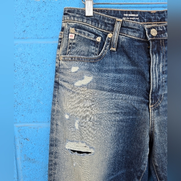 NWOT AG straight leg high rise crop. "The Isabelle". Distressed denim SZ 30 - Picture 7 of 12